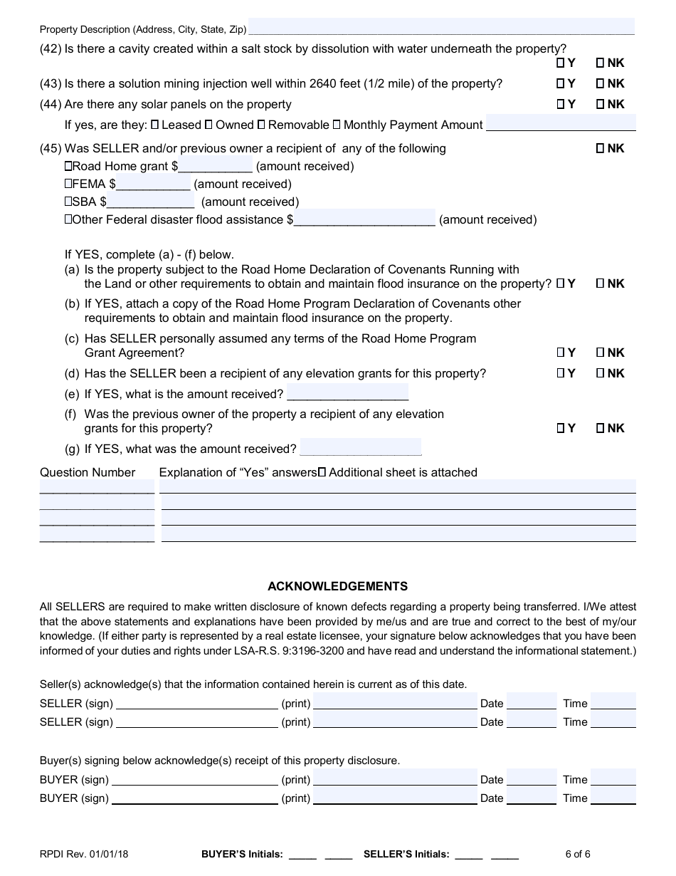 Property Disclosure Exemption Form - Louisiana, Page 7