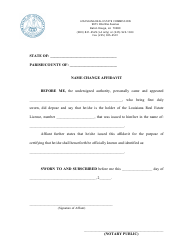 Name Change Affidavit - Louisiana
