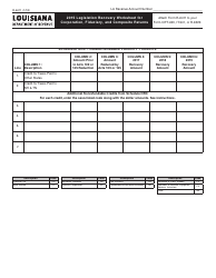 Form R-6411 &quot;2015 Legislation Recovery Worksheet for Corporation, Fiduciary, and Composite Returns&quot; - Louisiana