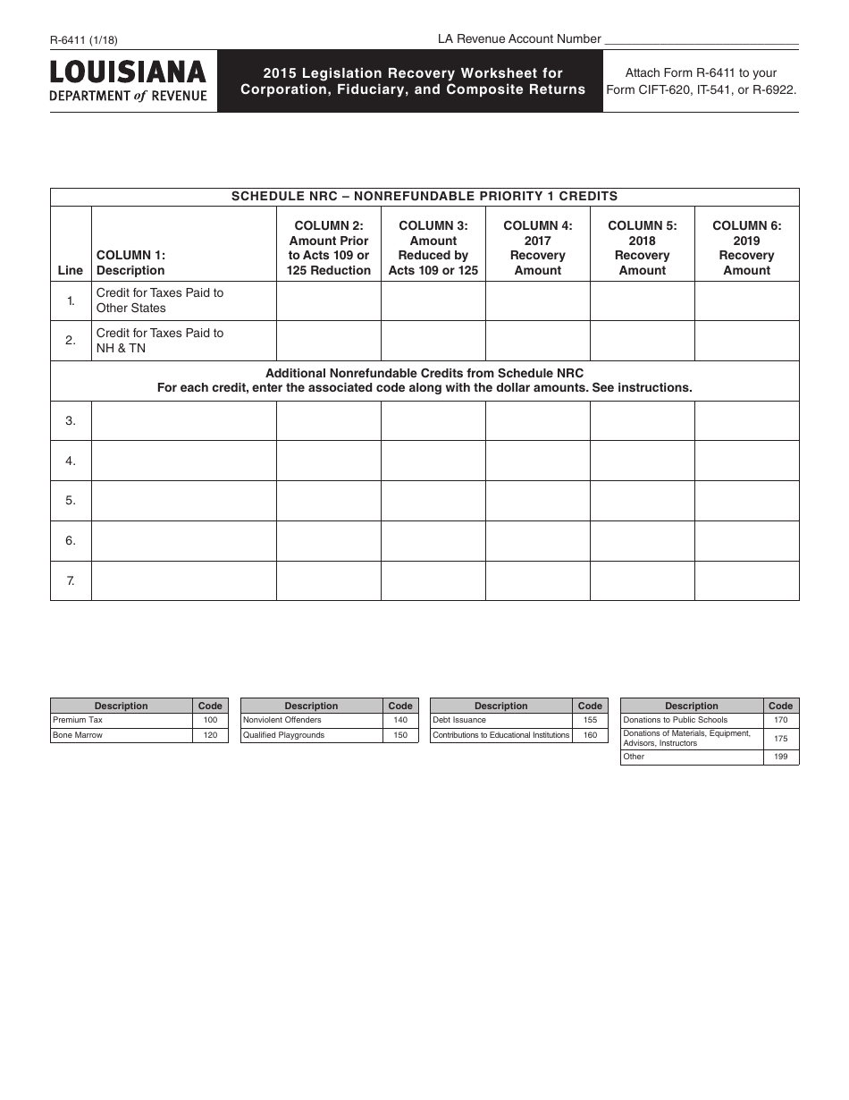 Form R-6411 Download Fillable PDF or Fill Online 2015 ...