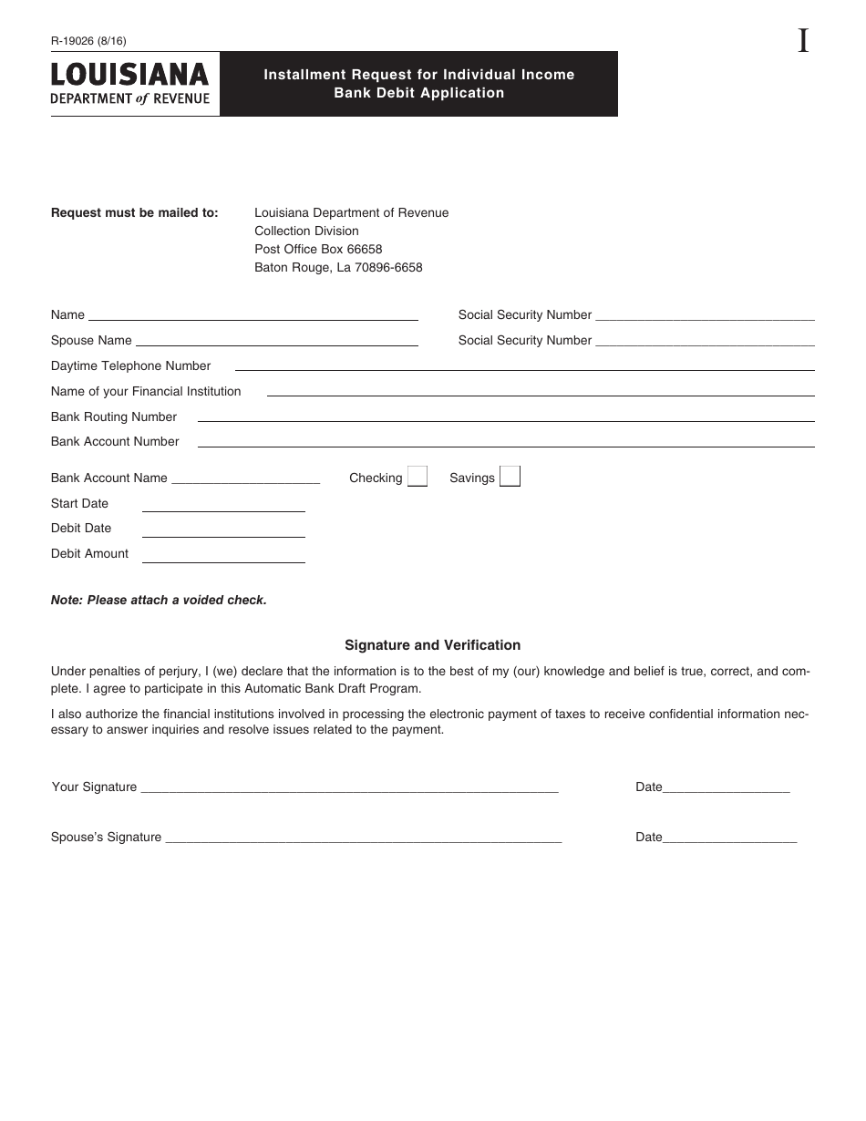 Form R-19026 Installment Request for Individual Income - Louisiana, Page 3