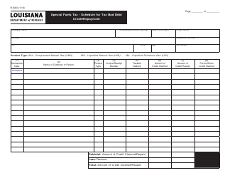 Document preview: Form R-5030 Schedule for Tax Bad Debt Credit/Repayment - Special Fuels Tax - Louisiana