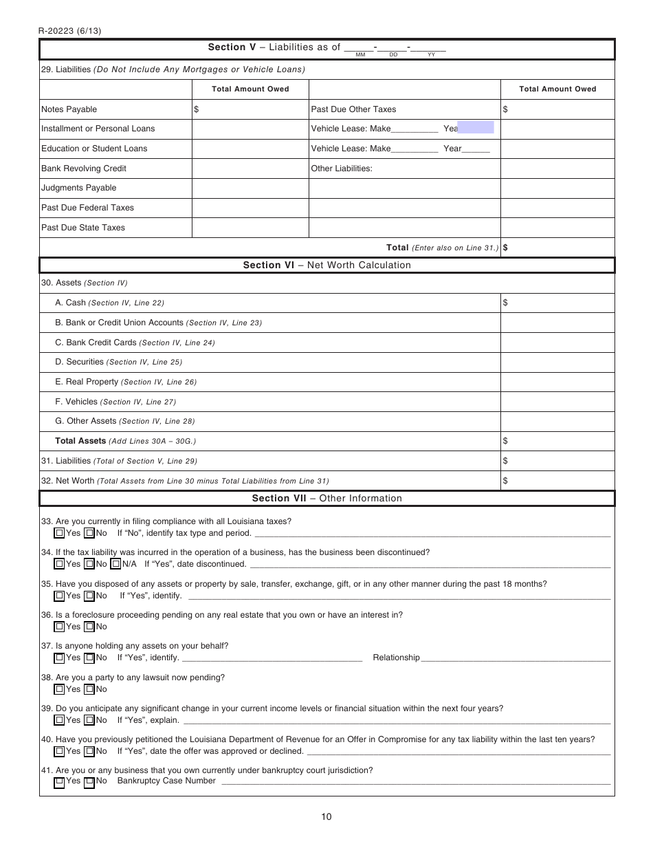 Form R-20212 Offer in Compromise Program - Louisiana, Page 11