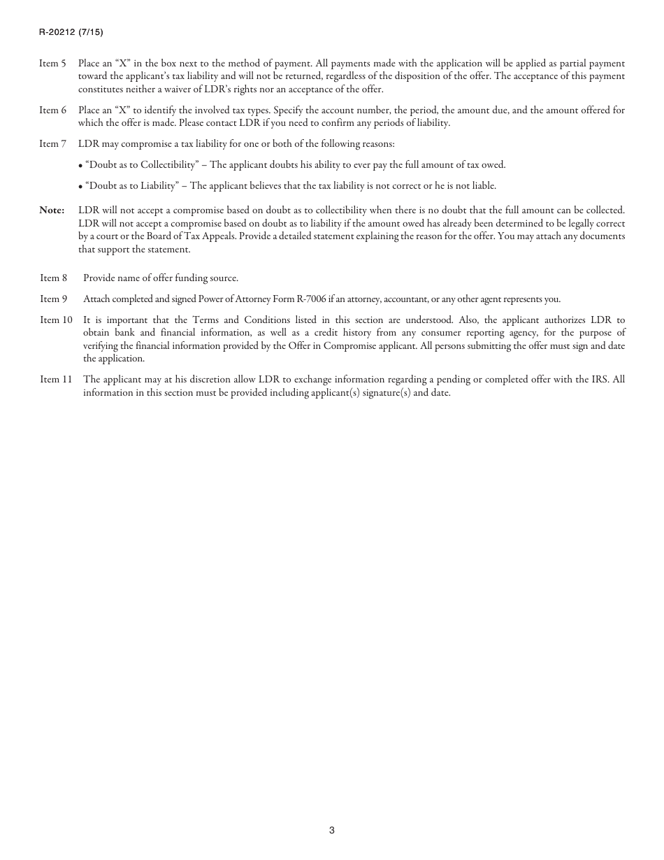 Form R-20212 Offer in Compromise Program - Louisiana, Page 4