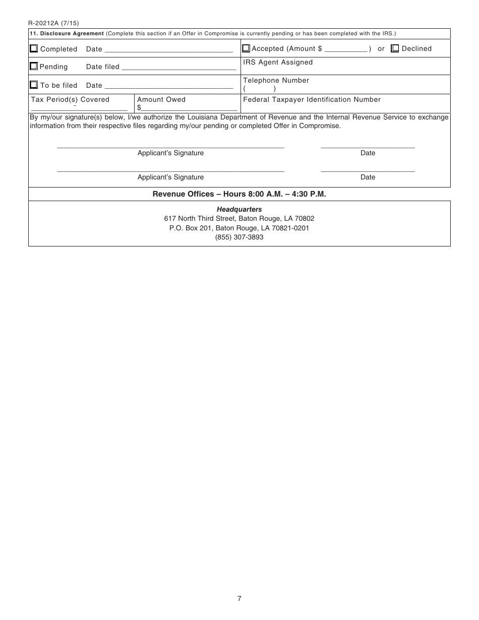Form R-20212 Offer in Compromise Program - Louisiana, Page 8