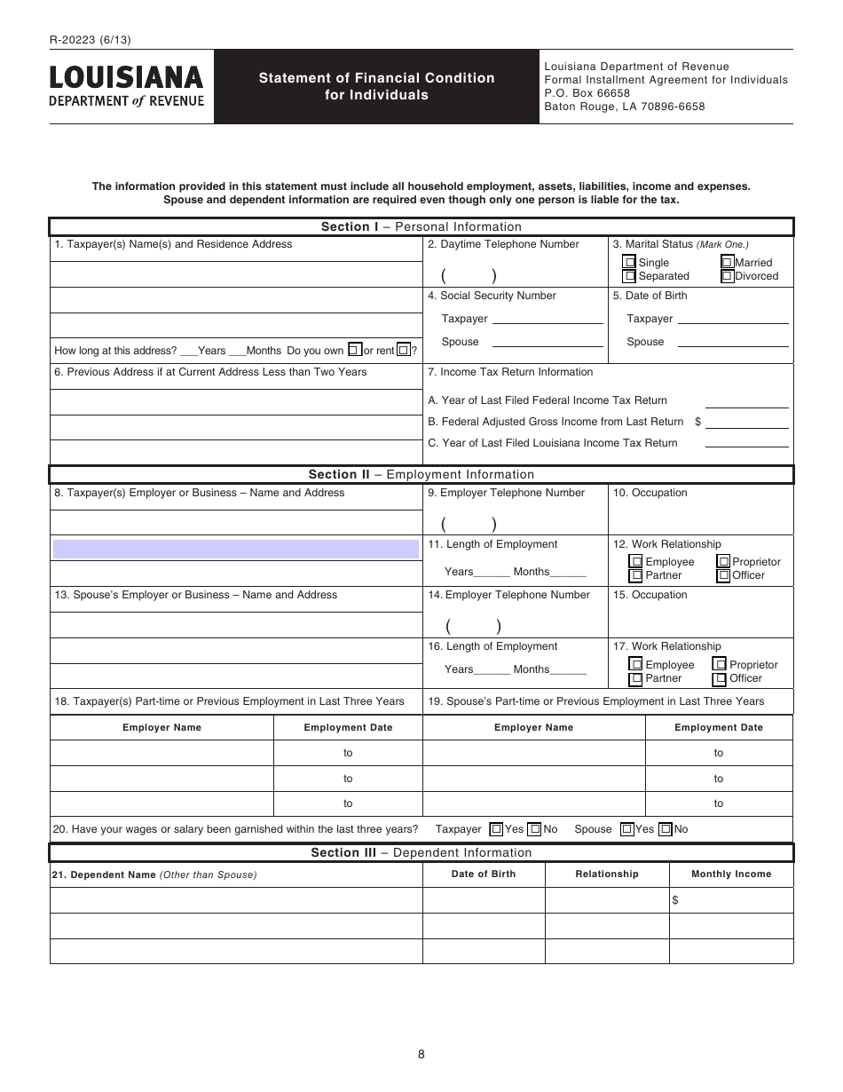 Form R-20212 Offer in Compromise Program - Louisiana, Page 9