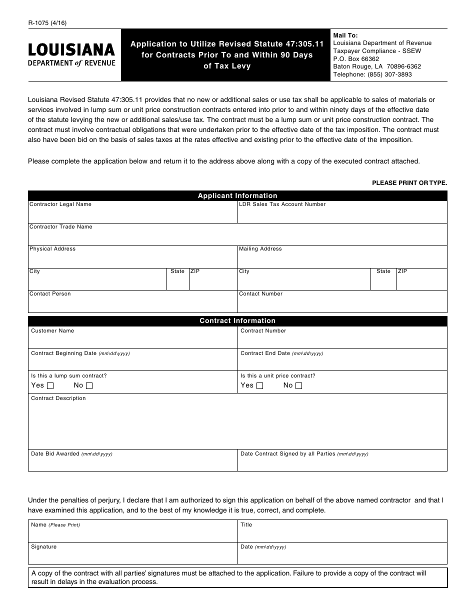 Form R-1075 - Fill Out, Sign Online and Download Fillable PDF ...