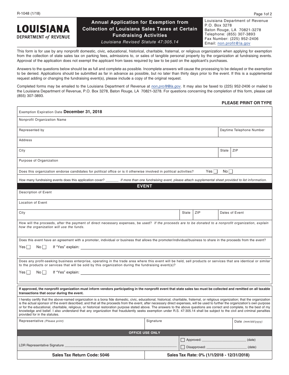 Form R 1048 Fill Out Sign Online And Download Fillable Pdf Louisiana Templateroller 6790