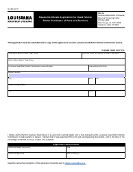 Form R-1393 &quot;Resale Certificate Application for Used Vehicle Dealer Purchases of Parts and Services&quot; - Louisiana