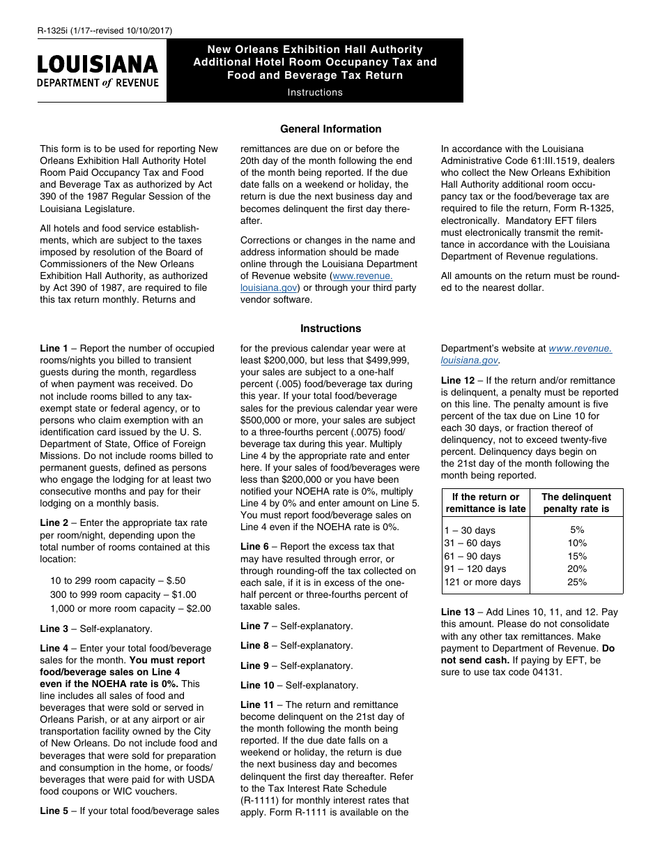 Download Instructions for Form R1325I, R1325 Additional Hotel Room