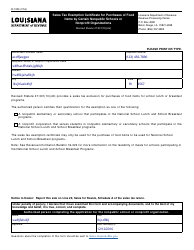 exemption certificate form withholding nonprofit nonpublic certain organizations purchases 1323 louisiana tax schools sales items templateroller