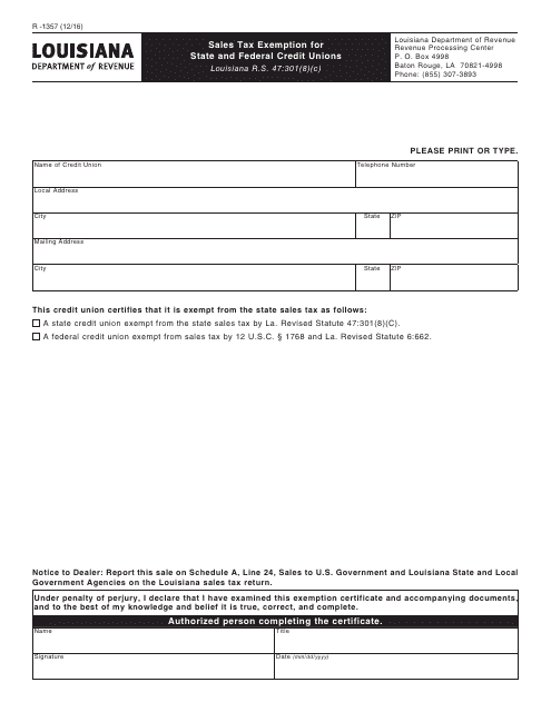 Form R-1357  Printable Pdf