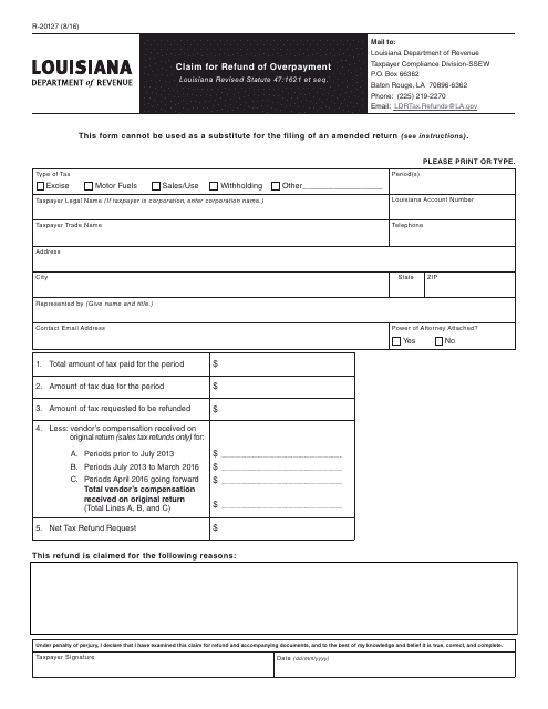 Form R-20127  Printable Pdf