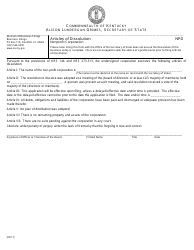 Document preview: Form NPD Articles of Dissolution - Nonprofit Corporation - Kentucky