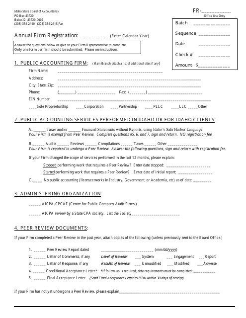 "Annual Firm Registration" - Idaho Download Pdf