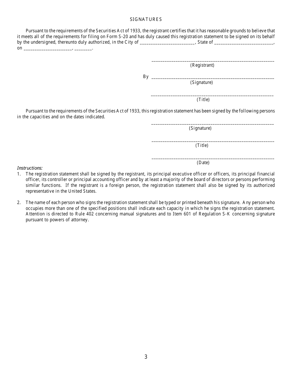Form S-20 (SEC2013) Registration Statement Under the Securities Act of 1933, Page 3