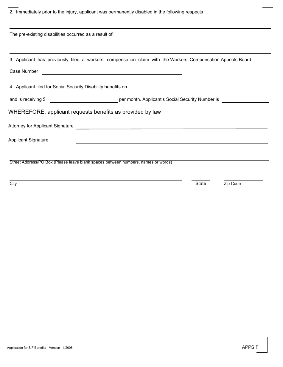 California Application for Subsequent Injuries Fund Benefits - Fill Out ...