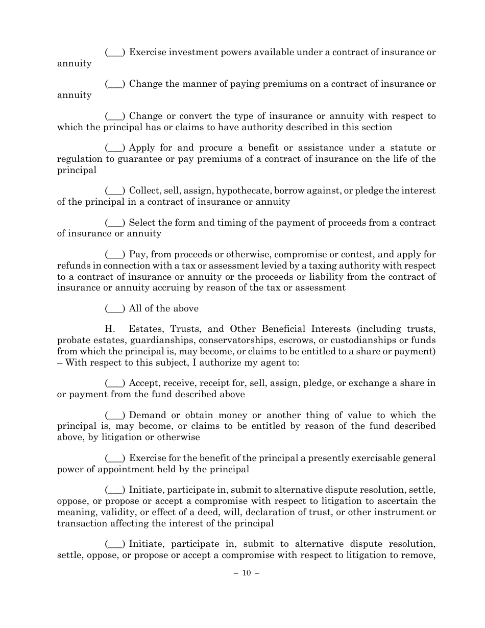 Statutory Form Limited Power of Attorney - Maryland, Page 10