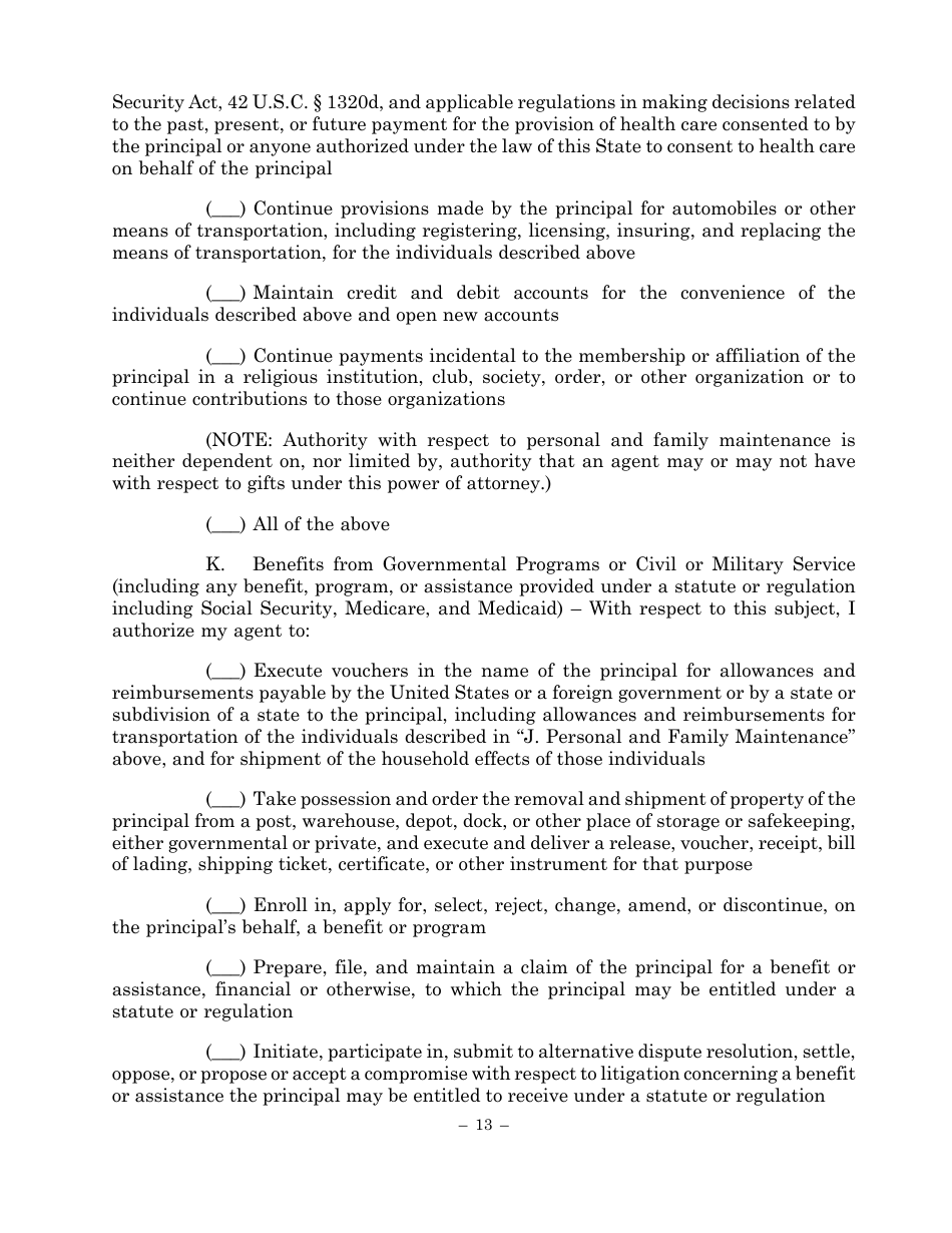 Statutory Form Limited Power of Attorney - Maryland, Page 13