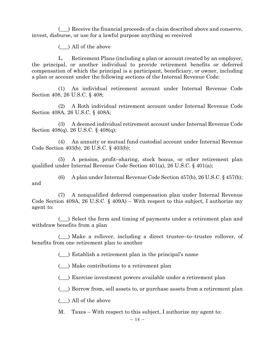 Statutory Form Limited Power of Attorney - Maryland, Page 14