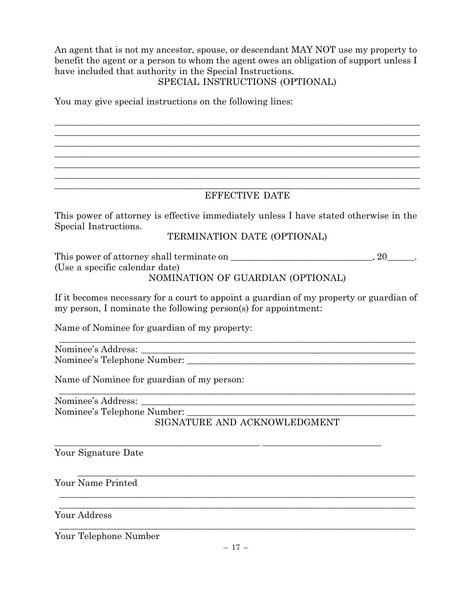 Statutory Form Limited Power of Attorney - Maryland, Page 17
