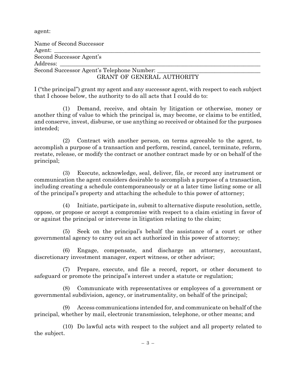 Statutory Form Limited Power of Attorney - Maryland, Page 3