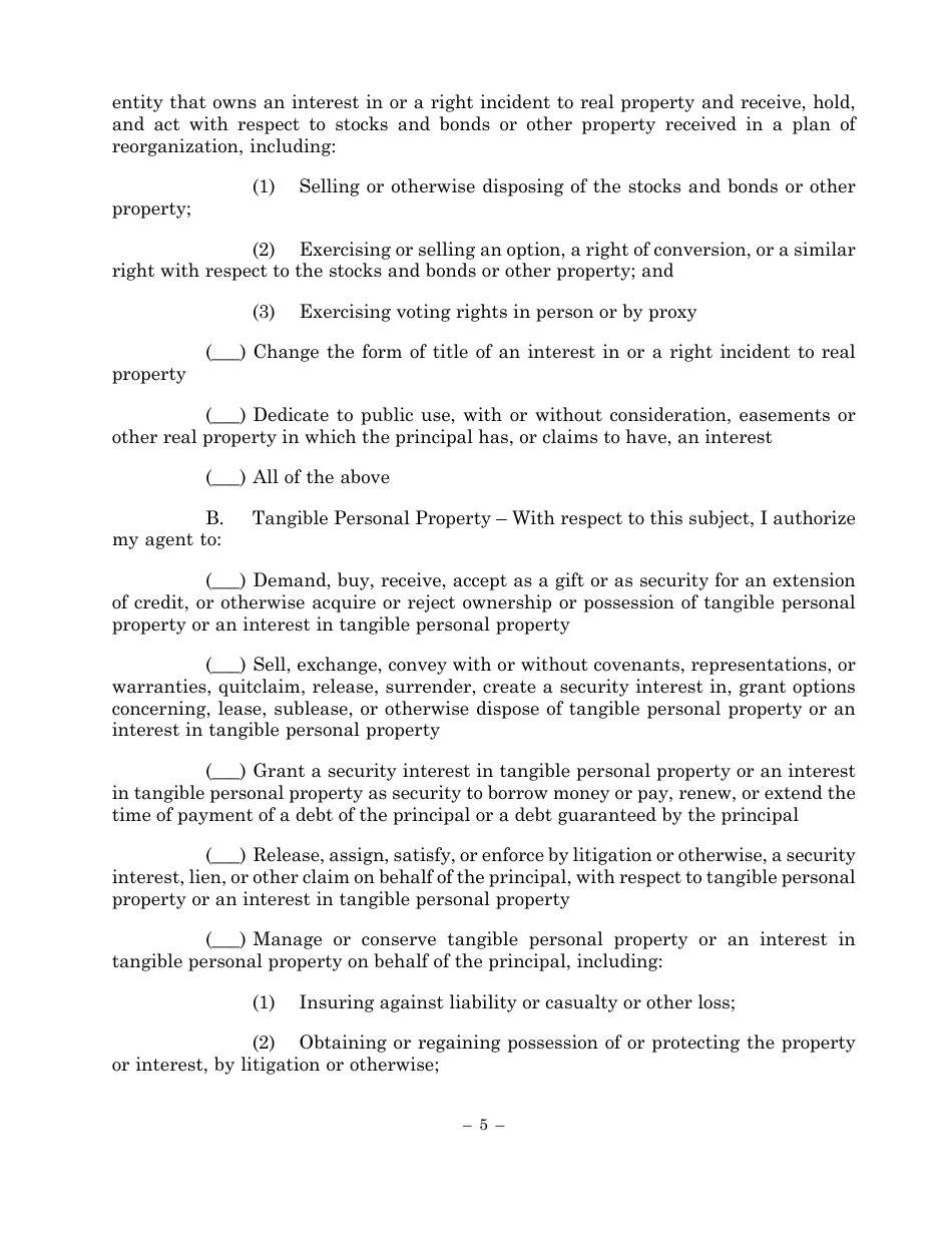 Statutory Form Limited Power of Attorney - Maryland, Page 5