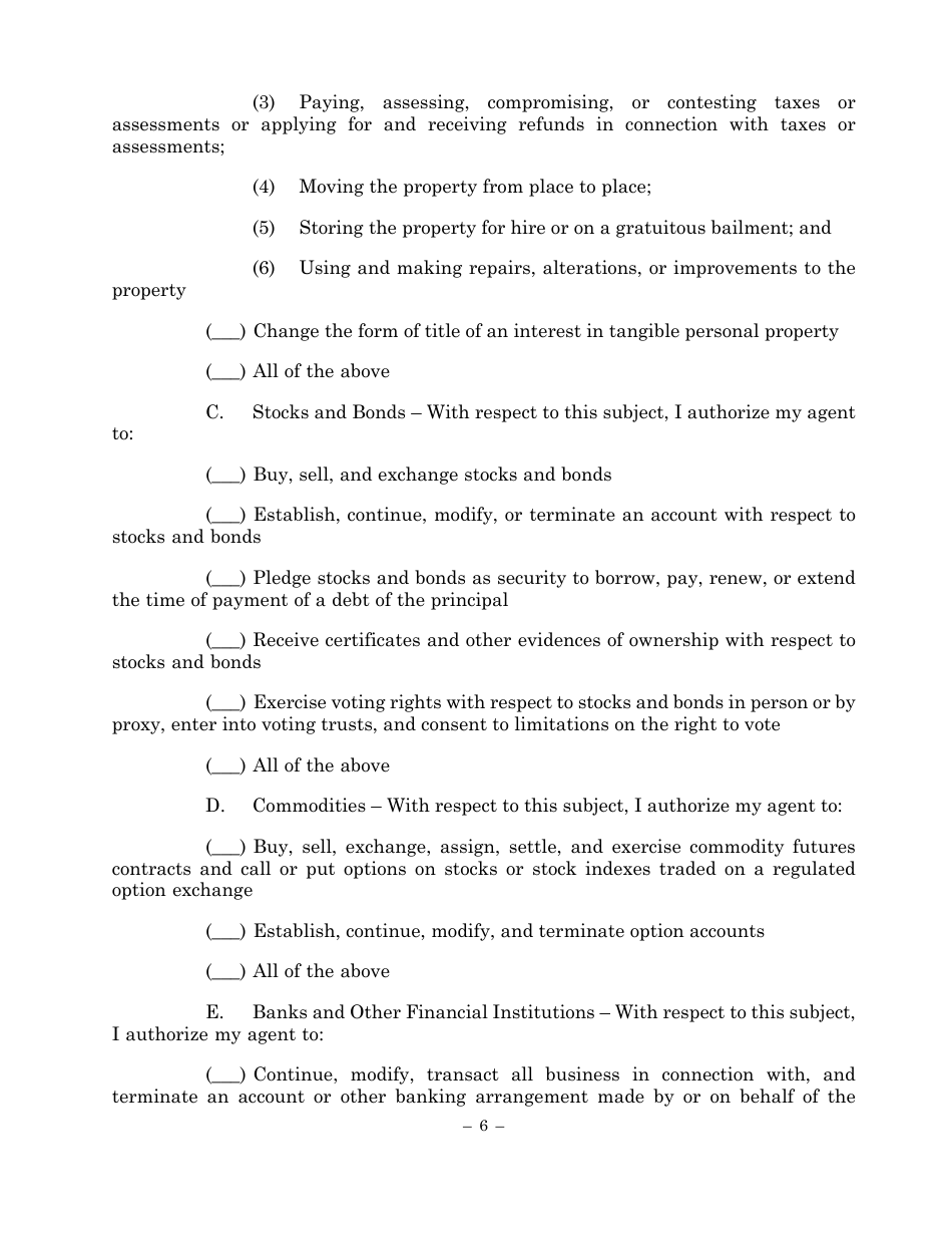 Statutory Form Limited Power of Attorney - Maryland, Page 6