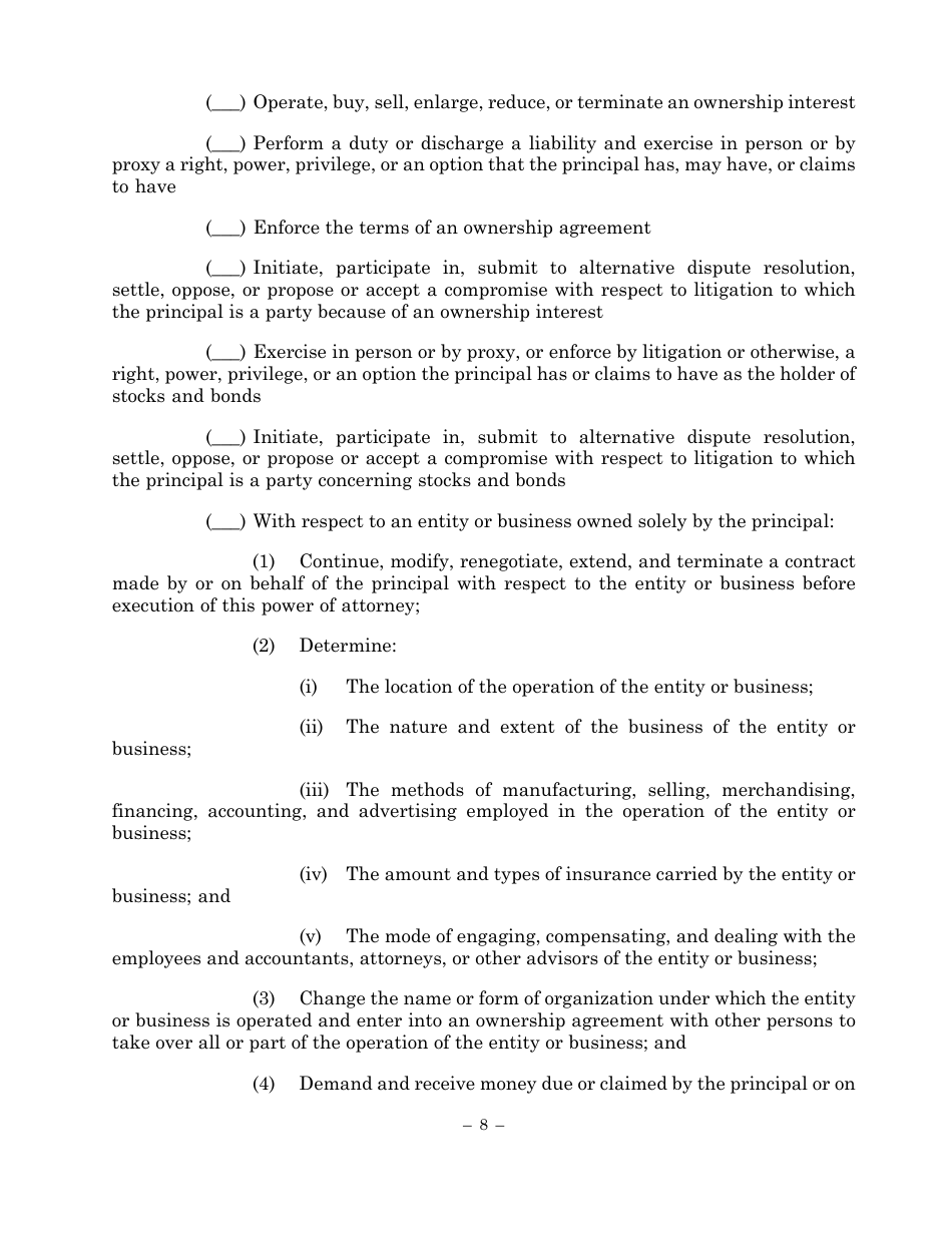 Statutory Form Limited Power of Attorney - Maryland, Page 8