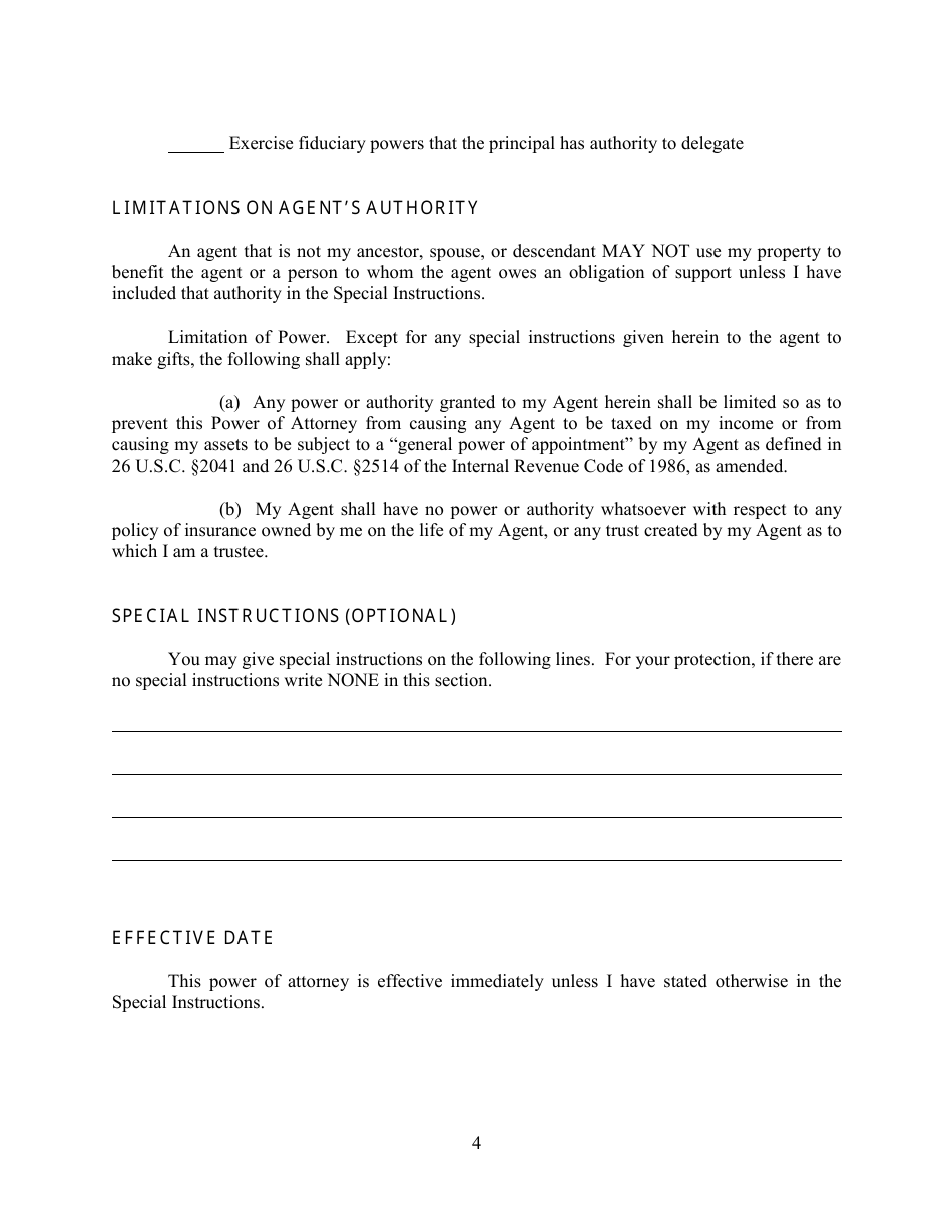 Power of Attorney Form - Alabama, Page 4
