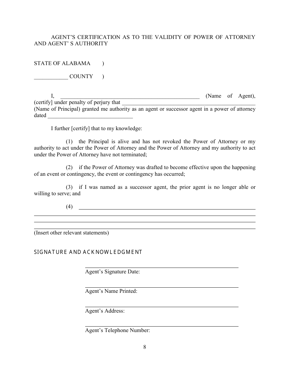 Alabama Power of Attorney Form Fill Out, Sign Online and Download PDF