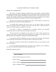 Document preview: Power of Attorney Form - Alabama