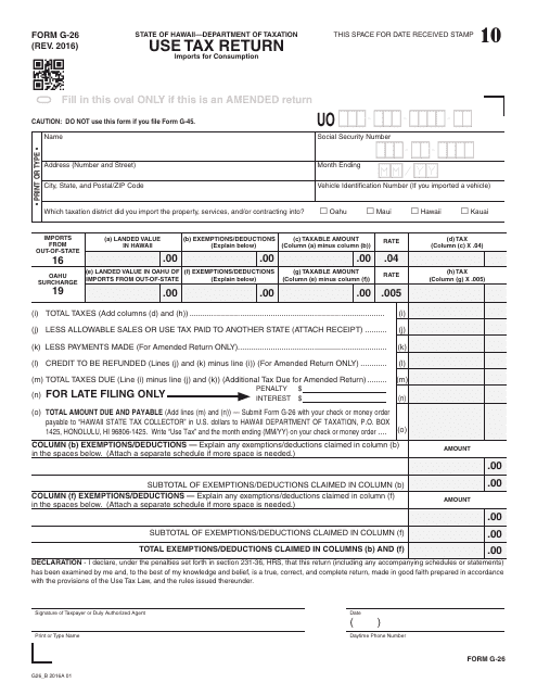 Form G-26  Printable Pdf