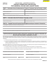 Document preview: Form G-61 Export Exemption Certificate for General Excise and Liquor Taxes - Hawaii