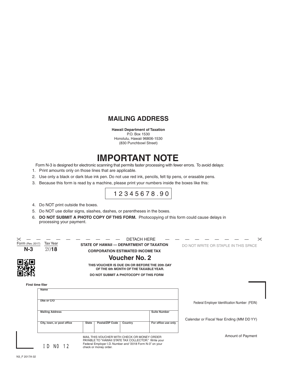 Form N-3 Declaration of Estimated Income Tax for Corporations and S Corporations - Hawaii, Page 4