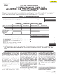 Form N-20 Schedule O, P Allocation and Apportionment of Income - Hawaii