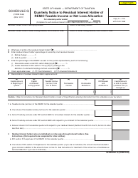 Form N-66 Schedule Q Quarterly Notice to Residual Interest Holder of REMIC Taxable Income or Net Loss Allocation - Hawaii