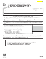 Document preview: Form N-755 Application for Automatic Extension of Time to File Hawaii Franchise Tax Return (Form F-1) or Public Service Company Tax Return (Form U-6) - Hawaii