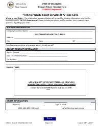 Document preview: Deposit Ticket Reorder Form - Current Payment Id - Delaware