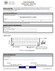 Document preview: Deposit Ticket Order Form - New Payment Id - Delaware