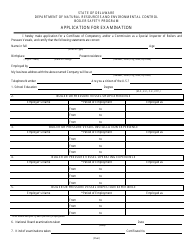 Application for Examination - Boiler Safety Program - Delaware