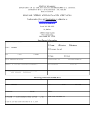 Document preview: Boiler and Pressure Vessel Installation Registration - Boiler Safety Program - Delaware
