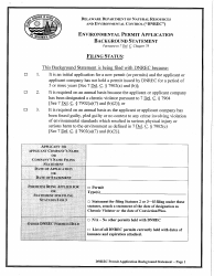 Document preview: Environmental Permit Application Background Statement - Delaware