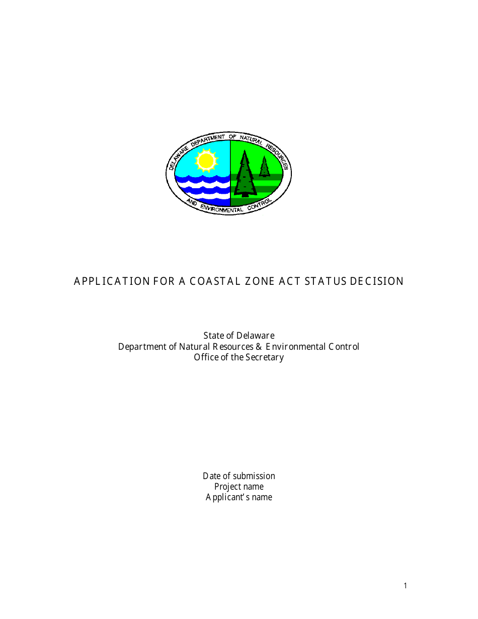 Application for a Coastal Zone Act Status Decision - Delaware, Page 1