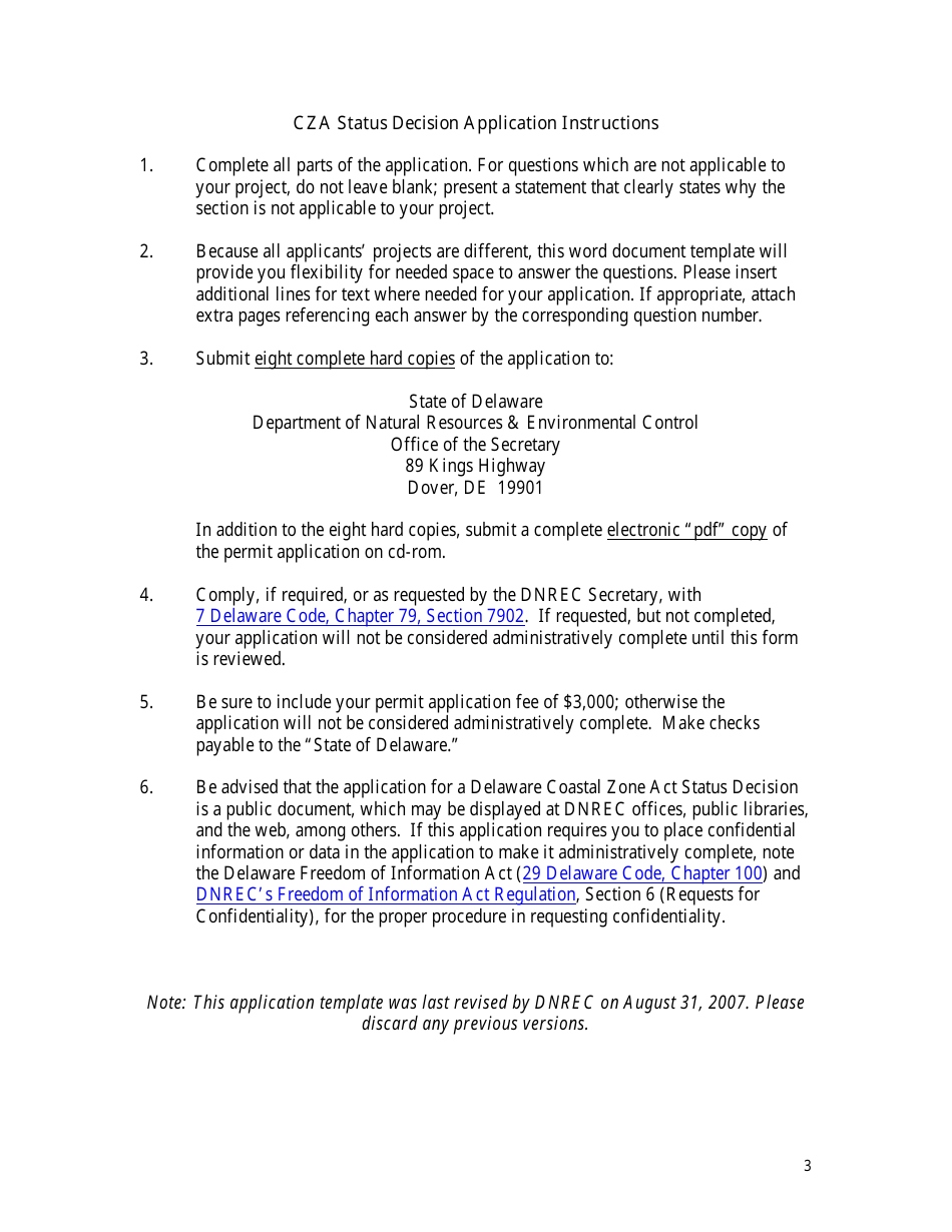 Application for a Coastal Zone Act Status Decision - Delaware, Page 3