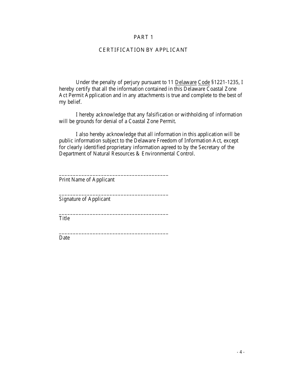 Application for a Coastal Zone Act Permit - Delaware, Page 4