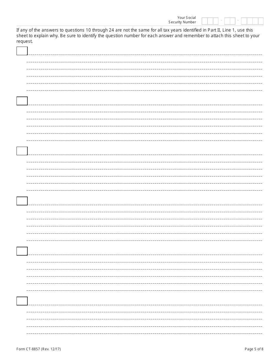 Form CT-8857 Request for Innocent Spouse Relief (And Separation of Liability and Equitable Relief) - Connecticut, Page 5