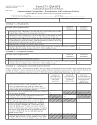 Form CT-1120A-BPE Corporation Business Tax Return - Apportionment Computation - Broadcasters and Production Entities - Connecticut