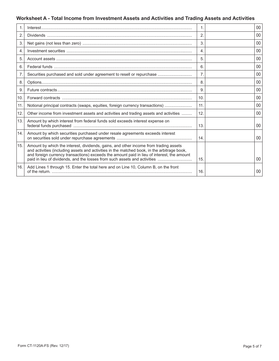 Form CT-1120A-FS - Fill Out, Sign Online and Download Printable PDF ...