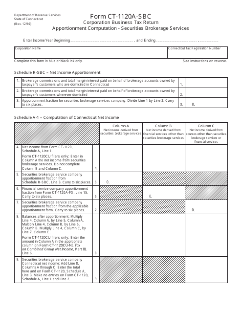 Form CT-1120A-SBC  Printable Pdf